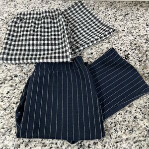 UO Cara High-Waisted Kick Flare Pant Bundle Gingham & Stripe Size L